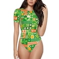 thumbnail image 1 of Balery St Patrick's Day6 Body de cuello redondo de manga corta para mujer Tops de manga corta Tops básicos-Small, 1 of 7