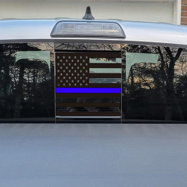 GHSDFBB Rear Back Middle Window Sticker,American Flag Decal for Toyota Tacoma 2016-2023,Back Center Sliding Window Glass USA Flag Vinyl Sticker(Tacoma Blue+Black,1PC)