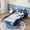 Blue, variant on Twin Size Race Car Bed Frame ,Wooden Car-Shaped Bed with Storage Shelf & Wheels, Floor Bed with Slats Support, No Box Spring Needed,Blue