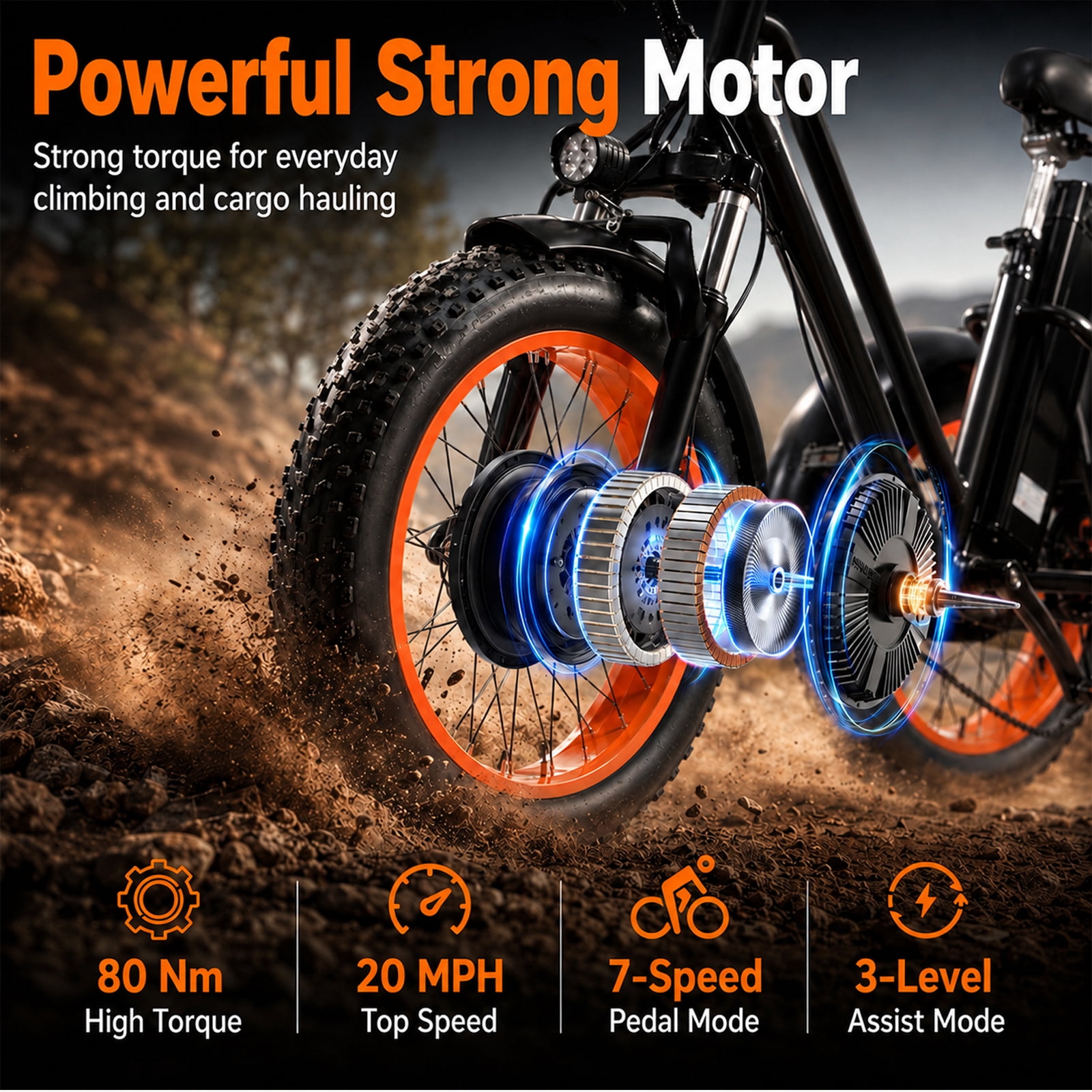 NOMIGO Electric Tricycle for Adults, 500W Motor, 48V 15Ah Battery, 20x4" Fat Tire 3-Wheel Electric Bike, 7-Speed, Rear Basket, Black