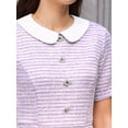 thumbnail image 4 of DARING DIVA Women's Peter Pan Collar Cocktail Short Sleeve Tweed Dresses S Light Purple, 4 of 7
