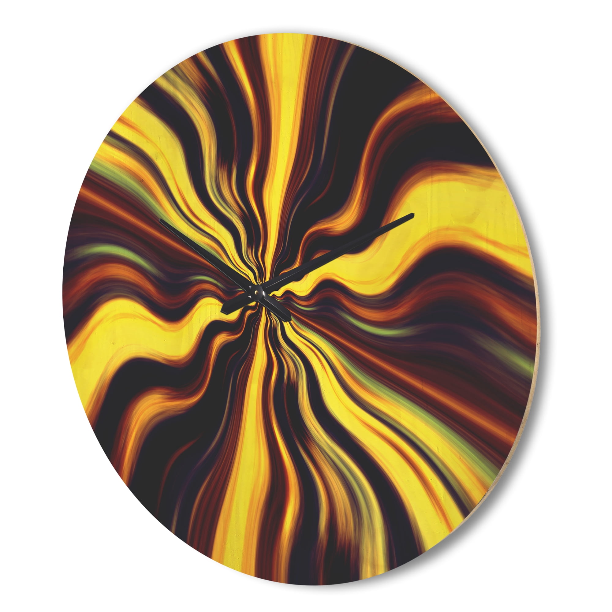 Designart 'Purple Yellow Black Fantasy ' Modern Wood Wall Clock