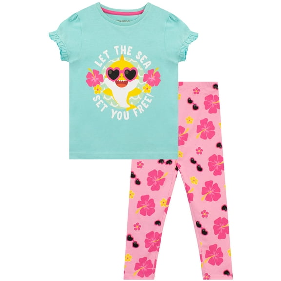 Baby Shark Girls Short Sleeve Top and Leggings Set Sizes 18M-6