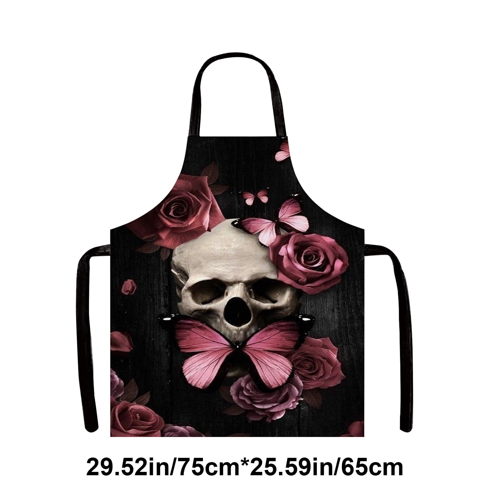 Halloween Apron For Men And Women, Premium Skull Rose Pattern Gothic Holiday Decorative Apron for Kitchen, Dining Room, Cooking