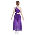 thumbnail image 3 of YiZYiF Girls Solid Color Lyrical Dance Costume Sleeveless Shiny Rhinestone Mesh Modern Dancing Dress Diamond Purple 12, 3 of 6
