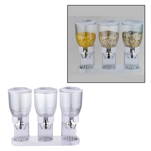 imentos de cereales de triple recipiente, de macenamiento de espacio de encimera de cocina, organizador im , , Los 44x16 blanco Yotijar dispensador de cereales