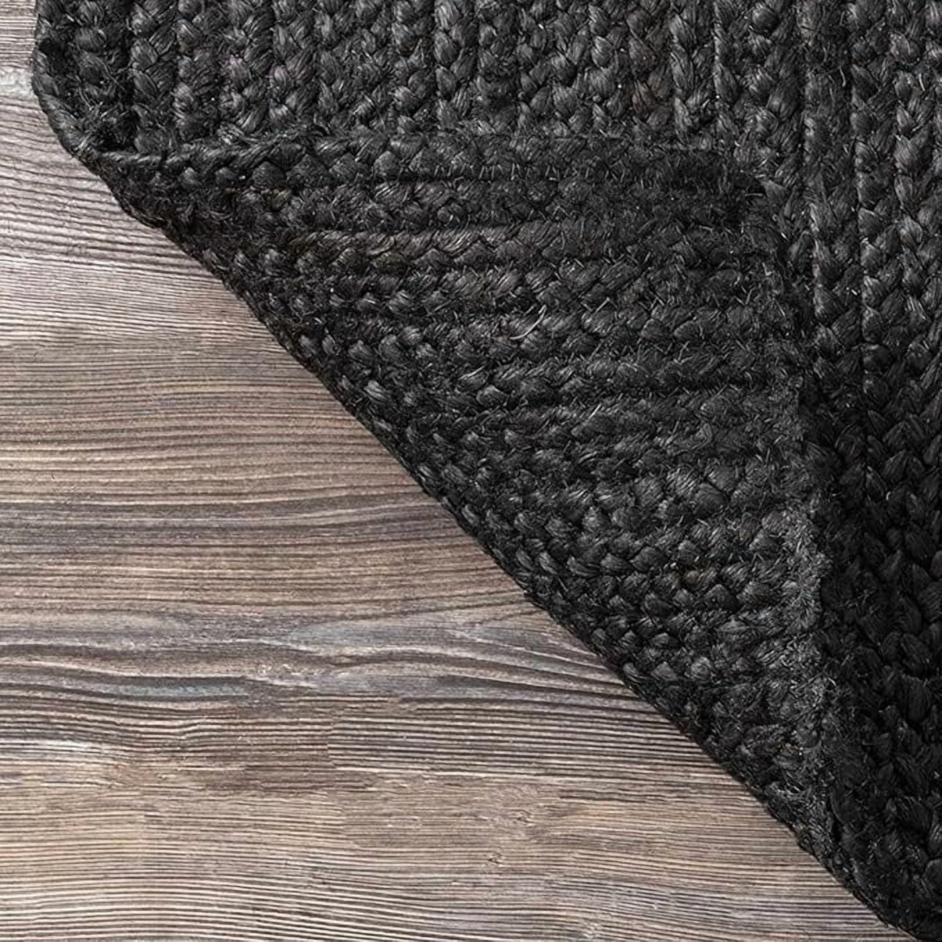 8x11 Ft Oval Black Jute Area Rug, Hand-Woven, Reversible, Farmhouse Boho Style, Durable & Pet-Friendly Rug for Living Room, Dining Room, and Bedroom