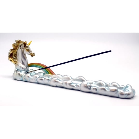 Unicorn with Rainbow in the Clouds Stick Incense Burner Holder Fantasy Fairytale