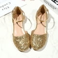 thumbnail image 2 of Kushyshoo Gold Girls Dress Shoes Mary Jane 1 inch Low Heel Pumps Wedding Party Princess Kids Shoes 1M, 2 of 7