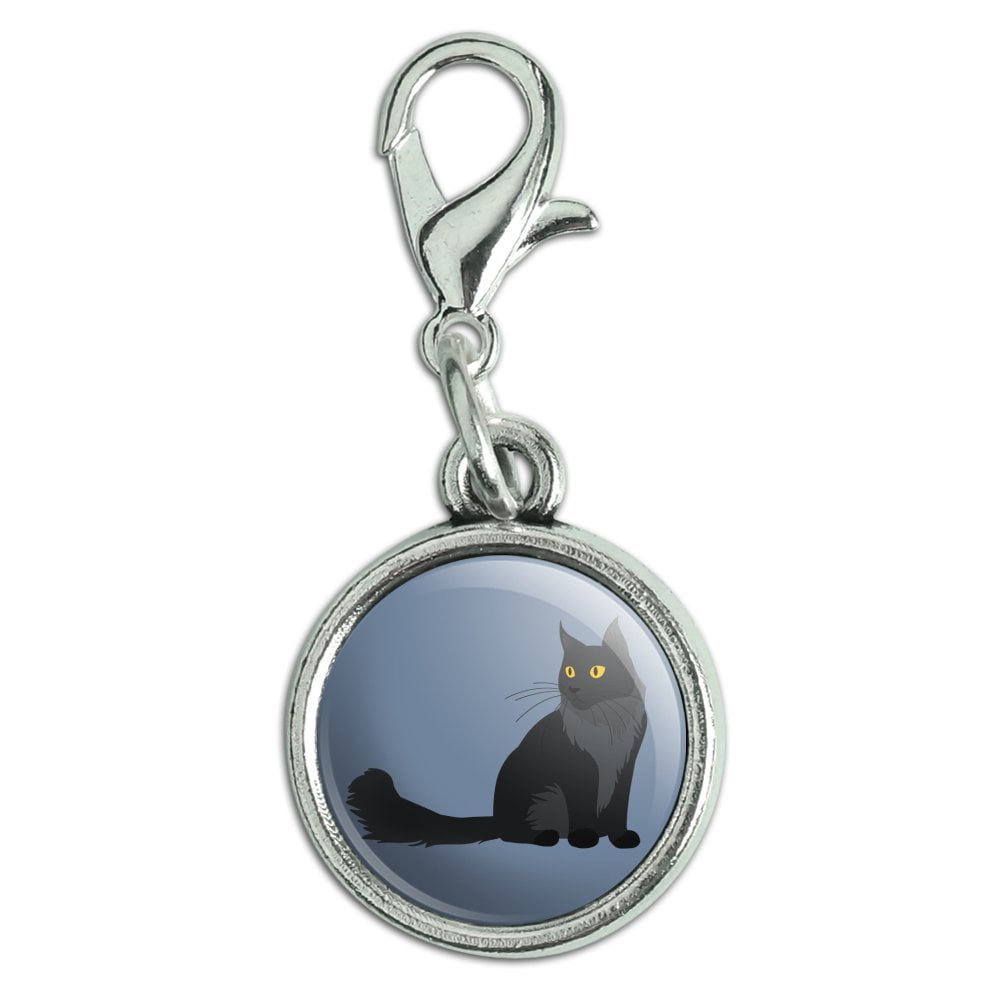 GRAPHICS & MORE Maine Coon Cat Antiqued Bracelet Pendant Zipper Pull Oval Charm with Lobster Clasp 