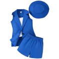 thumbnail image 2 of Tdoqot Toddler Girls Sleeveless Suit and Shorts- Fashion Cotton Summer Clothes Girls Outfits Set with Hat Blue Size 4T, 2 of 3
