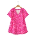 thumbnail image 2 of Aleumdr Boho Tops for Women Plus Size Shirts Summer V Neck Short Sleeve Boho Floral Chiffon Blouses Pink 1X, 2 of 7