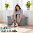 thumbnail image 6 of FDW 30 Inches Folding Storage Ottoman Bench, End of Bed Foot Rest Stools Ottoman Storage Chest, Holds up to 660 lb, for Entryway, Living Room, Bedroom, Gray, 6 of 7