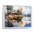 thumbnail image 2 of Designart "Brown Lakehouse Reflections Of silence II" Landscapes Floater Framed Wall Art Living Room, 2 of 7
