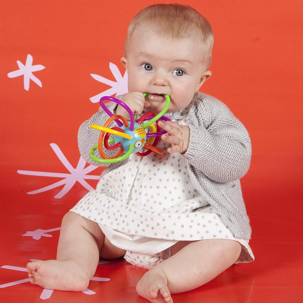 Manhattan Toy Zoo Animal Winkel Lion Multicolor Rattle & Sensory Teether for Baby and Toddler
