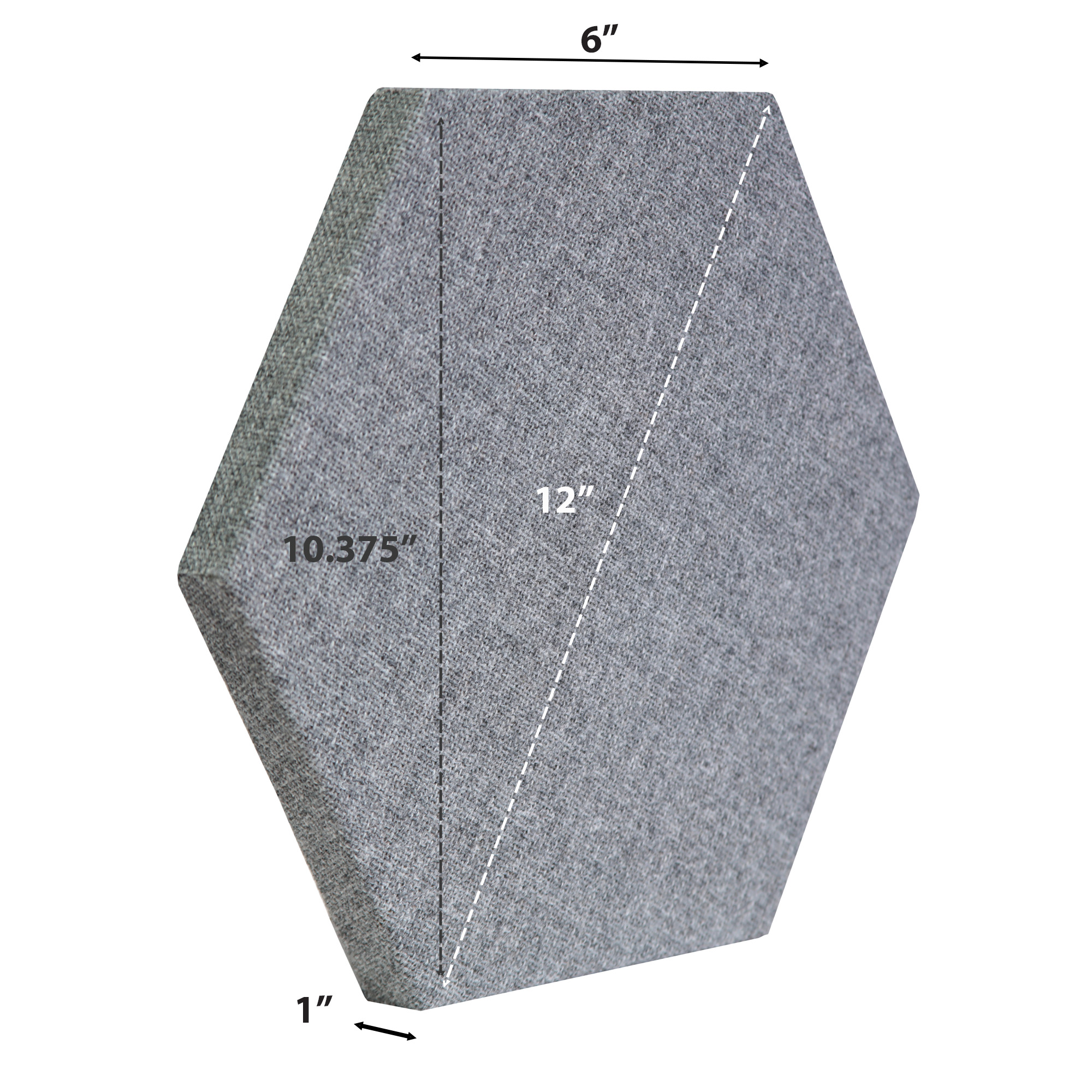 ATS Acoustics Hexagon Fire Rated Sound Absorbing Acoustic Panel 12" x 1" (Charcoal)