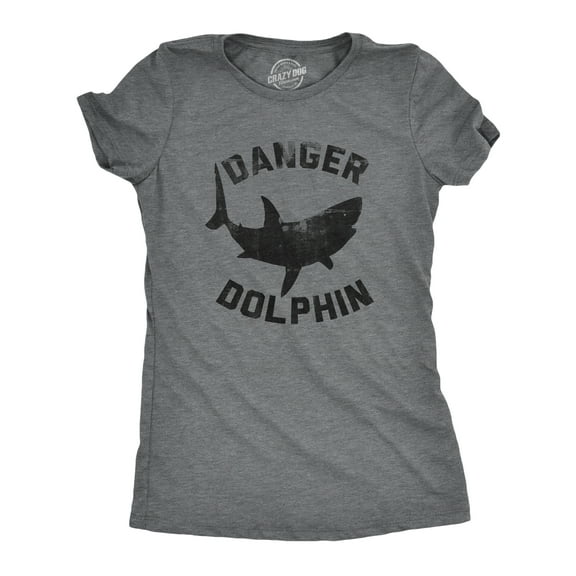 Womens Funny T Shirts Danger Dolphin Sarcastic Shark Graphic Novelty Tee for Ladies Womens Graphic Tees