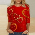 thumbnail image 2 of Valentines T Shirts for Women Heart Graphic Wife Tops 3/4 Sleeve Summer Casual Crew Neck Loose Fit Blouse, 2 of 4
