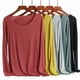thumbnail image 3 of Camiseta de manga larga acanalada para mujer, cuello redondo, con lentejuelas, camisetas casuales de Abanopi Beige/Medio, 3 of 7
