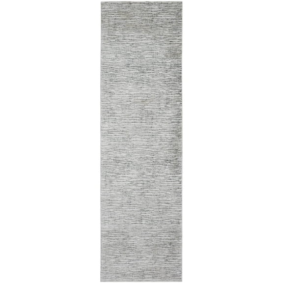 HomeRoots 566571 8 ft. Abstract Power Loom Worn Faded Runner Rug, Ivory, Gray & Green