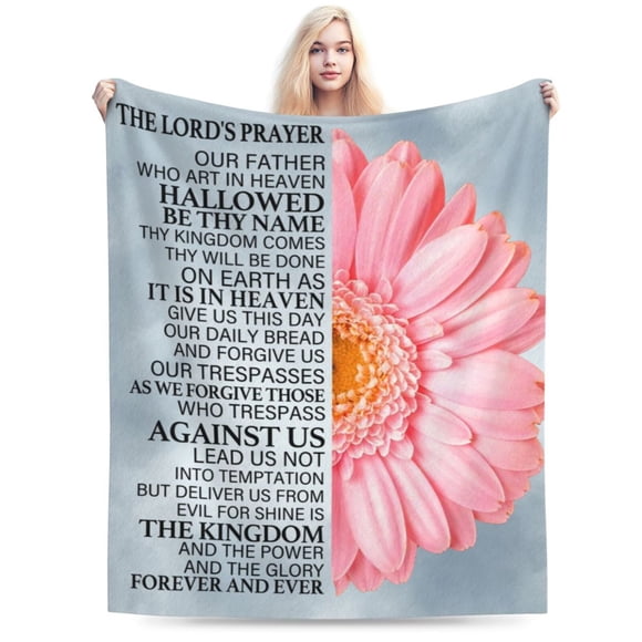 XZYG Christian Gift Blanket The Lord Prayer Religious Gift With Bible Scripture Birthday Gift For Women Mother Aunt Friend Sisters(50*60inch)