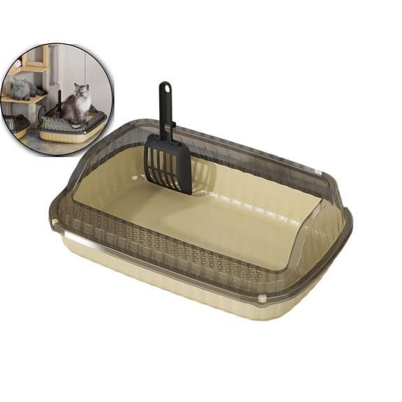 Cat Litter Box Pet Litter Tray Heighten Portable Semi Closed Splash Proof Cat Toilet Kitten Toilet for Small Pets Indoor Cats