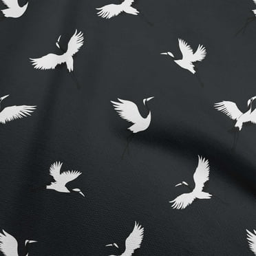 oneOone Polyester Spandex Black Fabric Bird Fabric For Sewing Printed Craft Fabric By The Yard 56 Inch Wide