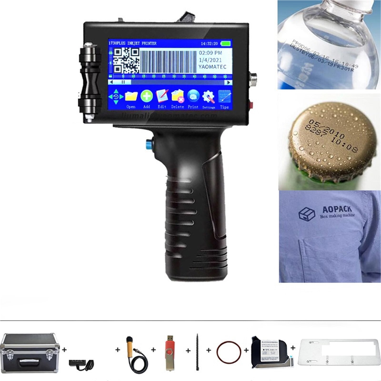 12.7mm Variable QR Bar Batch Code Date Number Expiry Date Label Portable Hand Jet Handheld Thermal Inkjet Printer ,Widely Use