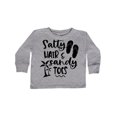 

Inktastic Spring Break Salty Hair and Sandy Toes with Sandals Gift Toddler Boy or Toddler Girl Long Sleeve T-Shirt