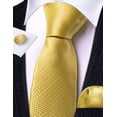 thumbnail image 5 of Conjunto de Corbata Barry.Wang a Cuadros Sólidos Dorados con Pañuelo y Gemelos, 5 of 5