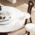 thumbnail image 6 of Modern Marble Dining Table, 59" Sintered Stone Round with Solid Wood Walnut Base, 6-8 Person Sturdy Cross Design (Only Table) - Walmart US, 6 of 9