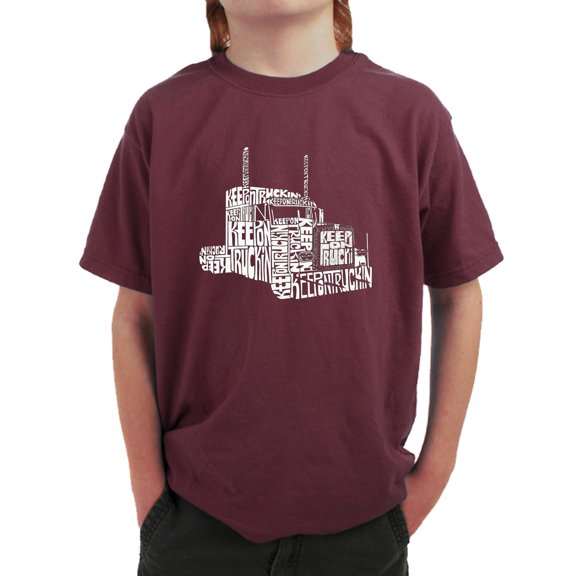 LA Pop Art Boy's Word Art T-shirt - KEEP ON TRUCKIN'