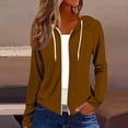 thumbnail image 2 of Ozmmyan Womens Lightweight Zip Up Hoodie Long Sleeve Drawstring Hooded Jacket Casual Solid Color Thin Coat, 2 of 6