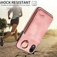 thumbnail image 7 of Dteck for iPhone XR Case with Card Holder, Retro PU Leather Wallet Case with Rotating Ring Kickstand, Slim Back Protective Cover Case for iPhone XR,Pink, 7 of 7
