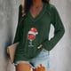 thumbnail image 2 of Camiseta de manga larga con estampado navideño informal con cuello en V para mujer a la moda Fridja  FKASFK3638, 2 of 4