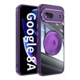 thumbnail image 4 of Allytechgroup Google Pixel 8A Clear Case with Tempered Glass Camera Lens Protector, Military Grade Shockproof Kickstand Bumper Anti-Scratch Anti-Yellow Back Cover Case for Google Pixel 8A, Darkpurple, 4 of 9