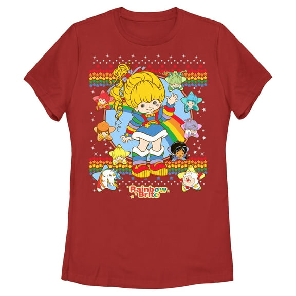Women's Rainbow Brite Ugly Sweater Characters Graphic T-Shirt