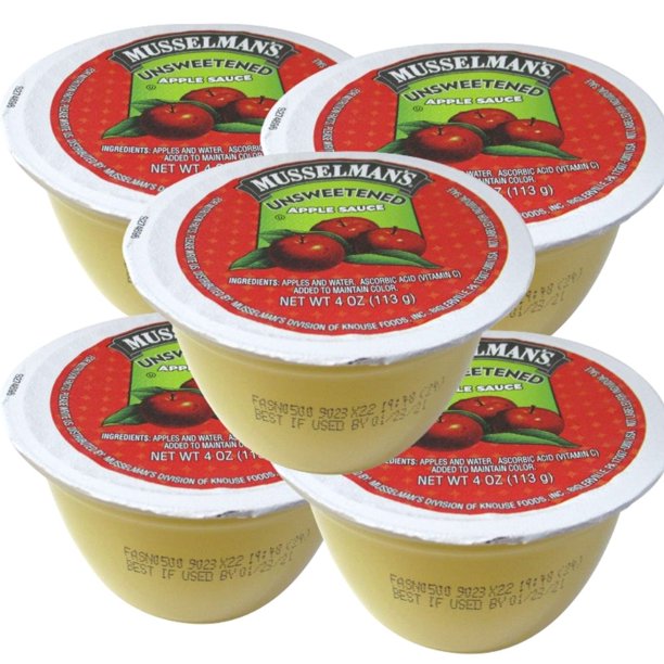 Unsweetened Applesauce Cups Premium with Fresh Taste Pack of 5 4 FL OZ