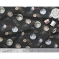 thumbnail image 3 of Soimoi Black Cotton Duck Fabric Planet Galaxy Print Fabric by Yard 44 Inch Wide, 3 of 3