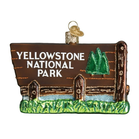 Old World Christmas Yellowstone National Park Sign Glass Ornament 36173