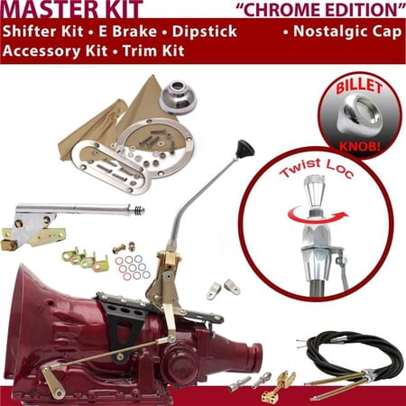American Shifter 2004R Shifter Kit Chrome 10 in. E Brake Cable Clevis Trim Kit Dipstick for EFC4E
