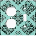 thumbnail image 4 of Metal Light Switch Plate Cover Elegant Teal Black Diamond Rose Damask DAM095, 4 of 13