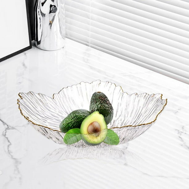 Plato de cesta de frutas, plato de postre, decoración redonda para el hogar, plato para aperitivos y pasteles, plato de fruta de cristal, cuenco para M
