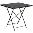 thumbnail image 4 of Flash Furniture Oia Commercial Grade 28" Square Black Indoor-Outdoor Steel Folding Patio Table Set with 2 Round Back Chairs, 4 of 5