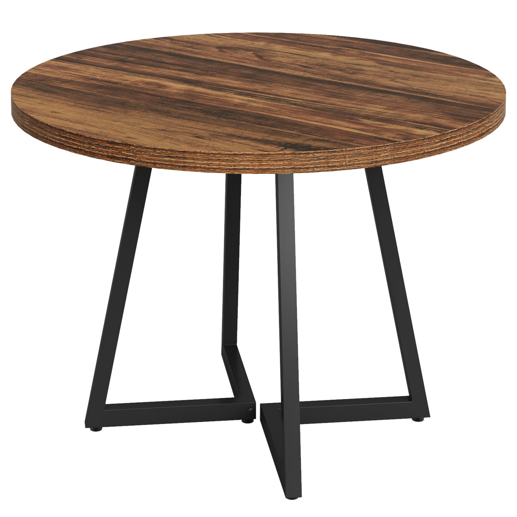 Fnova Round Dining Table for 4 People, Modern Kitchen Table with Sturdy Metal Frame, Small Space Circular Dinner Table for Living Room, Apartment, and Breakfast Nook