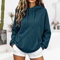 thumbnail image 2 of Women's Loose Fit Oversized Long Sleeve Hoodie Pullover Sweatshirt With Pocket Side Slit Casual Daily Tops Soft Comfy | CSEONE,Navy S, 2 of 8