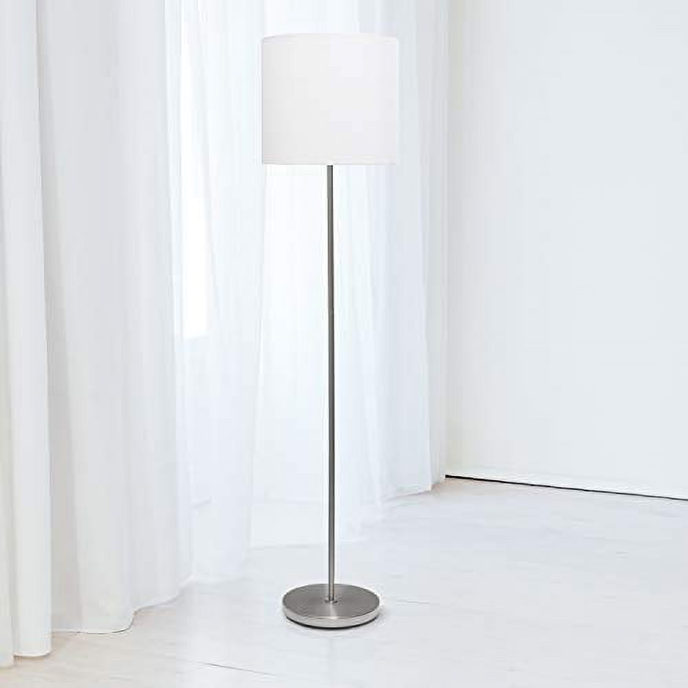 Simple Designs Brushed Nickel Drum Shade Floor Lamp, White - image 4 of 9