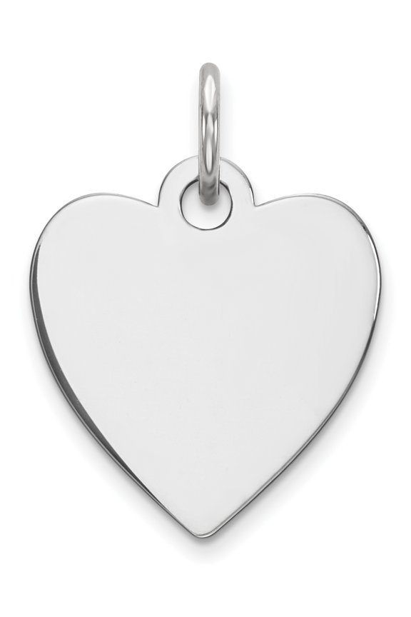 Sterling Silver Rh-Plt Engraveable Heart Polished Front/Back Disc Charm (18 X 14) Made In United States qm390/18p