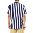 thumbnail image 3 of MODA NOVA Big & Tall Men's Stripe Shirt Short Sleeved Button Down Shirt Navy Blue LT, 3 of 6
