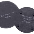 thumbnail image 3 of Ardoise, 4 Pouces 12 Pcs Ensemble de Pierres Rondes Noires Rustiques avec Support Anti-Rayures pour Boissons de Bar, Maison, Cuisine, 3 of 7